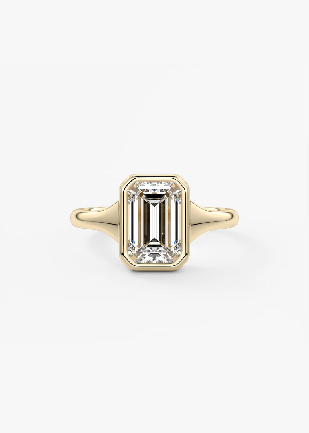 The Aurelia Chunky Bezel Set Emerald Engagement Ring#material_gold