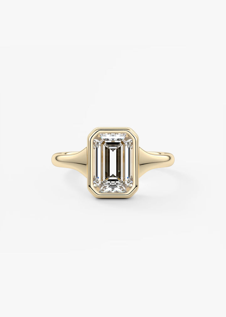 The Aurelia Chunky Bezel Set Emerald Engagement Ring#material_gold