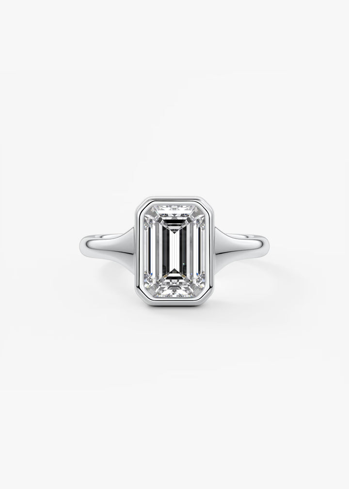 The Aurelia Chunky Bezel Set Emerald Engagement Ring#material_white