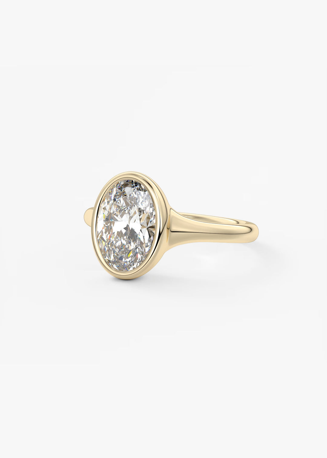 The Aurelia Chunky Bezel Set Oval Engagement Ring#material_gold