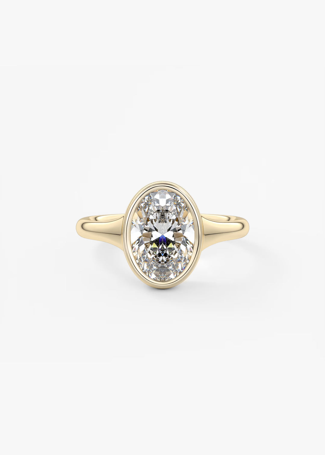 The Aurelia Chunky Bezel Set Oval Engagement Ring#material_gold