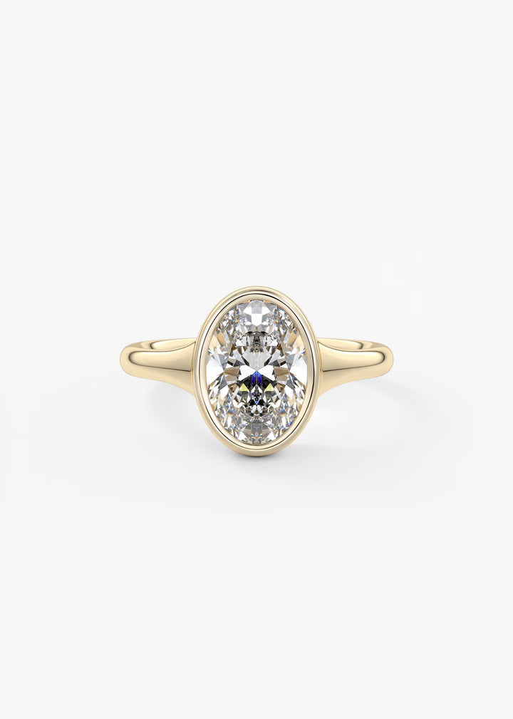 The Aurelia Chunky Bezel Set Oval Engagement Ring#material_gold