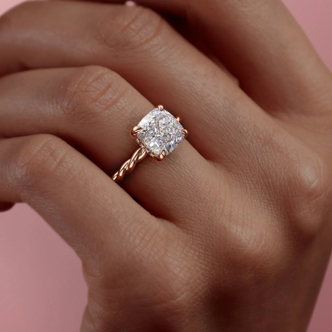 The Autumn Set With Cushion Solitaire Moissanite#material_14k-rose