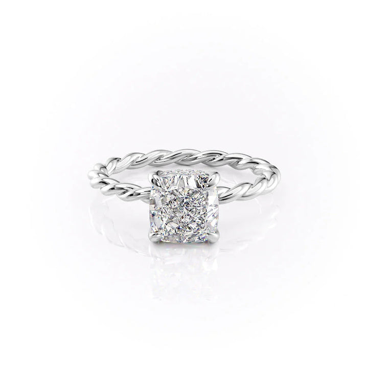 The Autumn Set With Cushion Solitaire Lab Diamond 1 Carat 14K White#material_14k-white