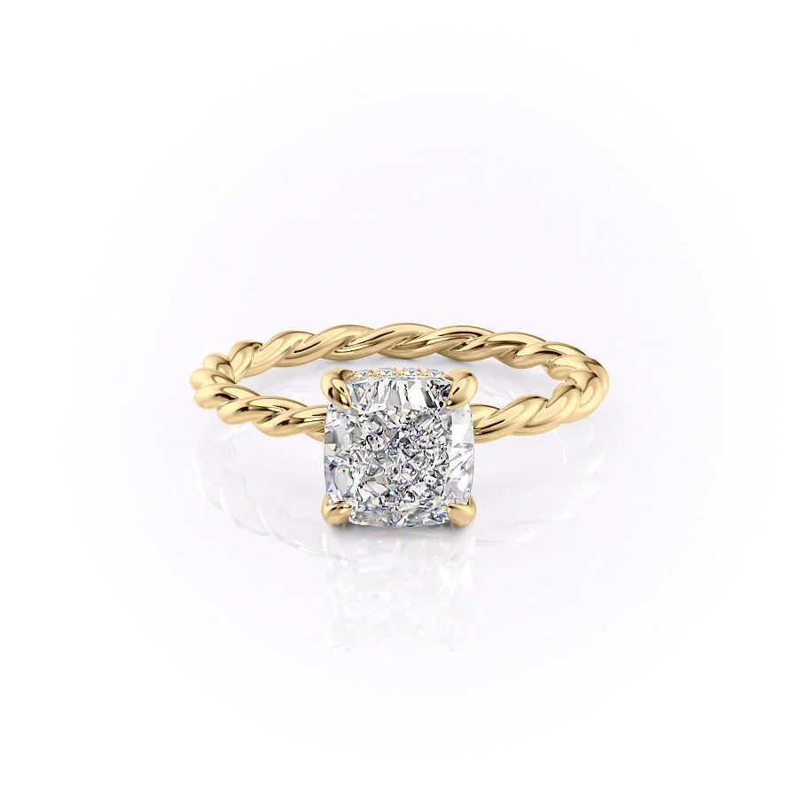 The Autumn Set With Cushion Solitaire Lab Diamond 1 Carat 18K Gold#material_18k-gold