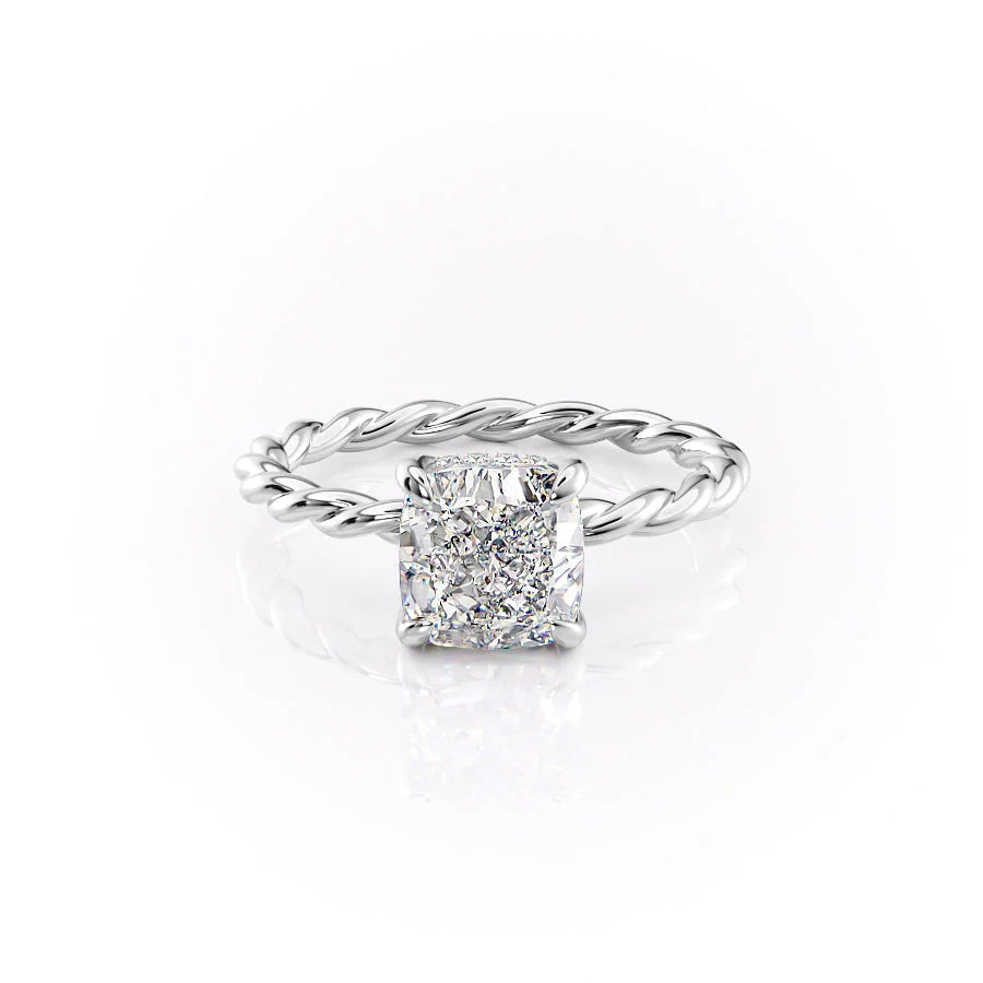 The Autumn Set With Cushion Solitaire Lab Diamond 1 Carat 18K White#material_18k-white