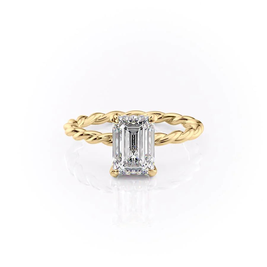 The Autumn Set With Emerald Solitaire Moissanite#material_14k-gold