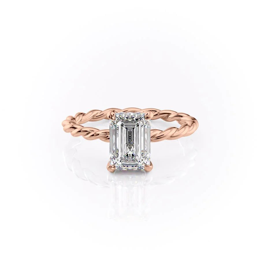 The Autumn Set With Emerald Solitaire Moissanite#material_14k-rose