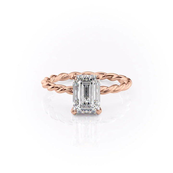 The Autumn Set With Emerald Solitaire Moissanite#material_14k-rose