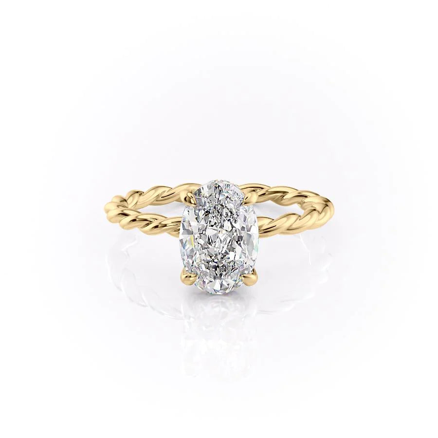 The Autumn Set With Oval Solitaire Lab Diamond 1 Carat 14K Gold#material_14k-gold