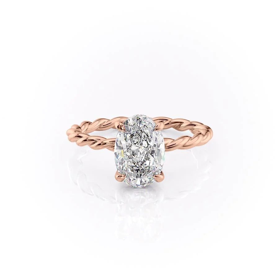 The Autumn Set With Oval Solitaire Lab Diamond 1 Carat 14K Rose#material_14k-rose