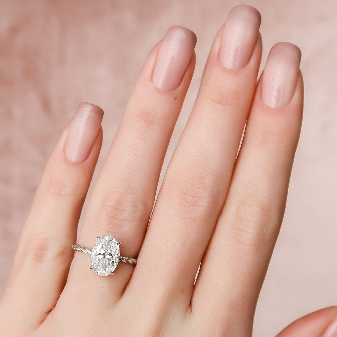 The Autumn Set With Oval Solitaire Lab Diamond 2 Carat 14K White#material_14k-white