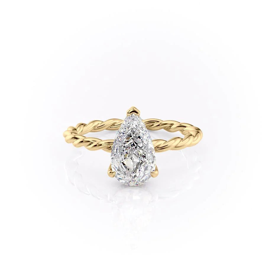 The Autumn Set With Pear Solitaire Lab Diamond 1 Carat 14K Gold#material_14k-gold