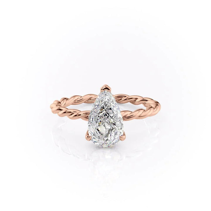 The Autumn Set With Pear Solitaire Lab Diamond 1 Carat 14K Rose#material_14k-rose