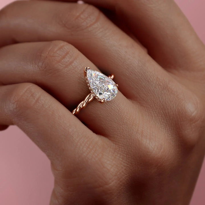 The Autumn Set With Pear Solitaire Lab Diamond 3 Carat 14K Rose#material_14k-rose