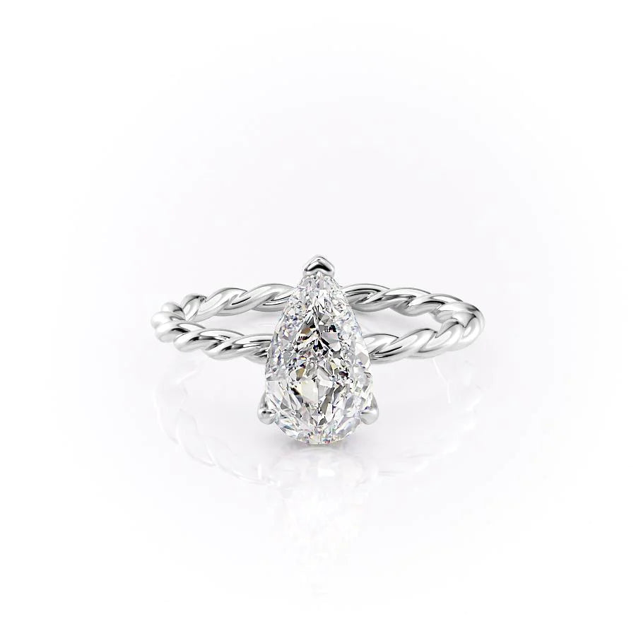 The Autumn Set With Pear Solitaire Lab Diamond 1 Carat 14K White#material_14k-white