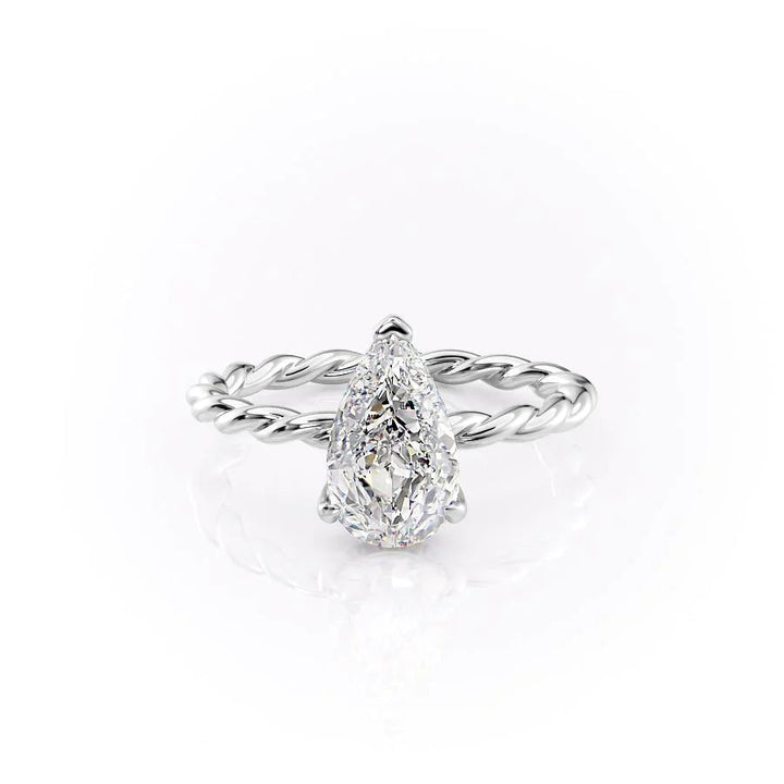 The Autumn Set With Pear Solitaire Lab Diamond 1 Carat 14K White#material_14k-white