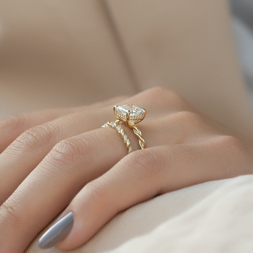 The Autumn Set With Princess Solitaire Lab Diamond 2.5 Carat 14K Gold#material_14k-gold