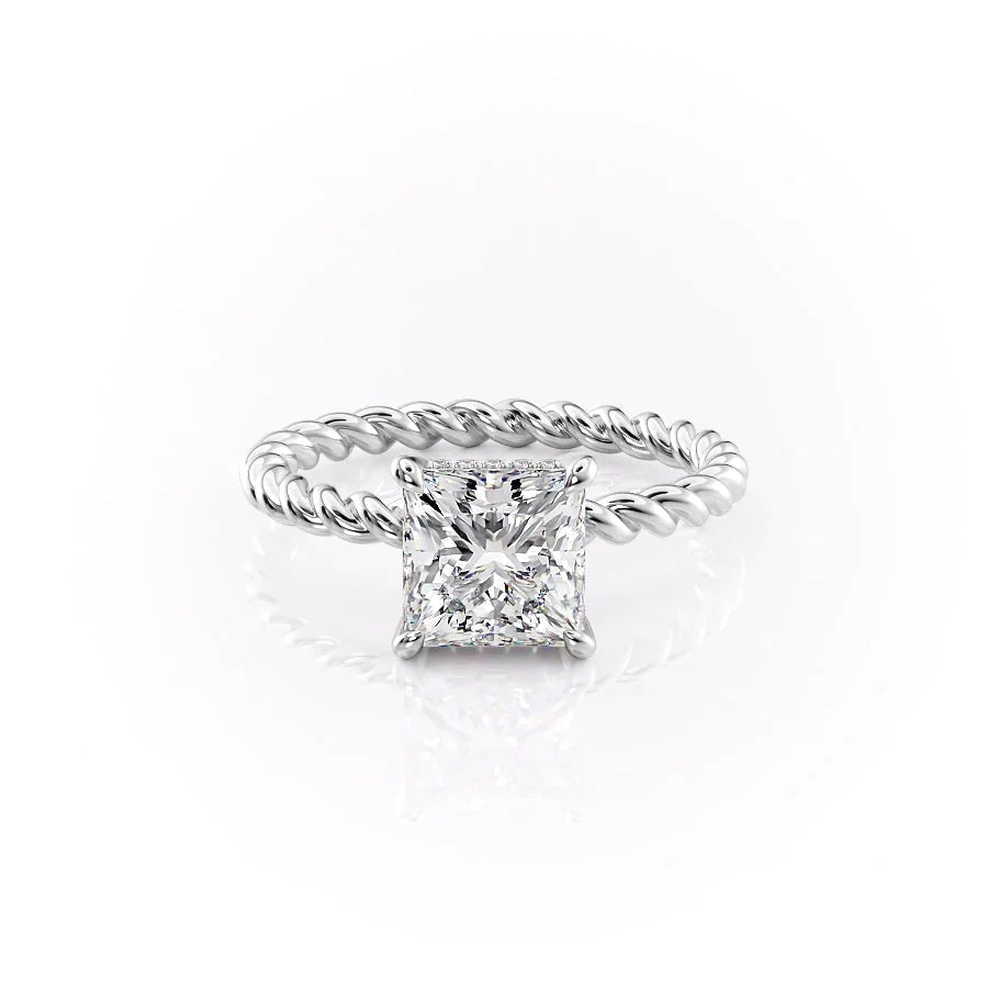 The Autumn Set With Princess Solitaire Lab Diamond 1 Carat 14K White#material_14k-white