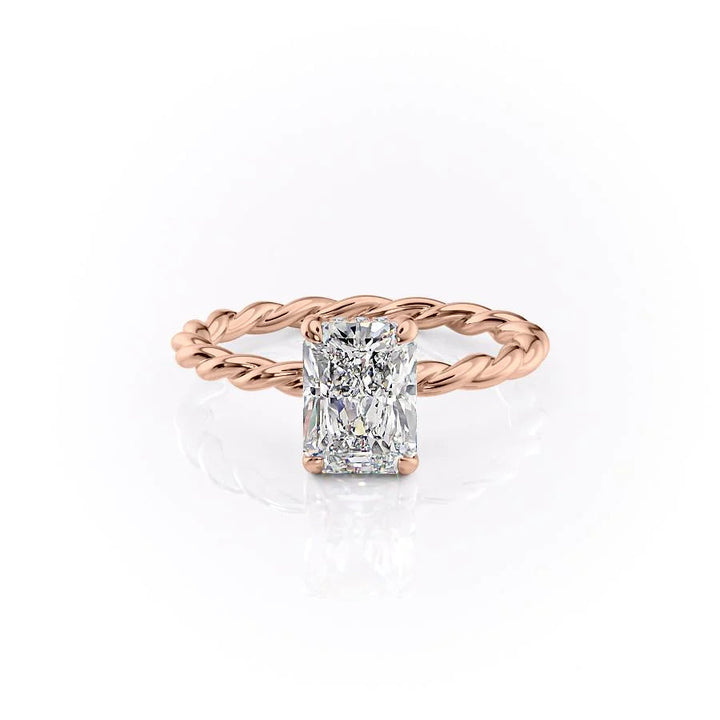 The Autumn Set With Radiant Solitaire Lab Diamond 1 Carat 14K Rose#material_14k-rose