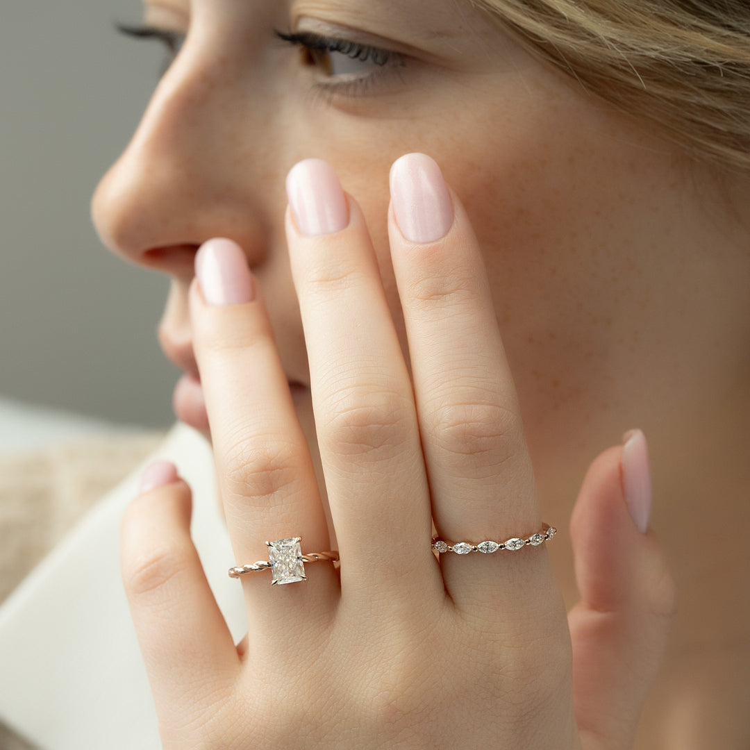 The Autumn Set With Radiant Solitaire Moissanite#material_14k-rose