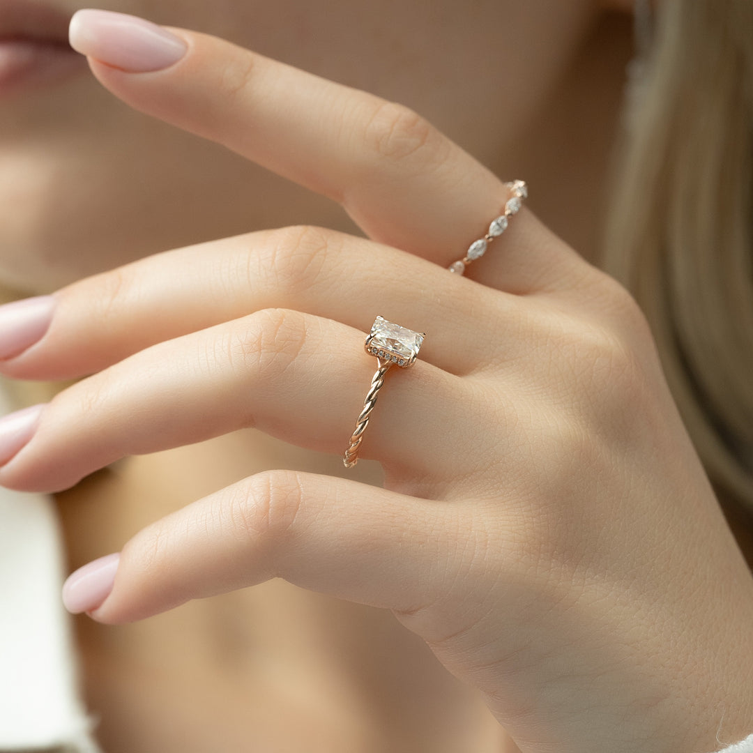 The Autumn Set With Radiant Solitaire Moissanite#material_14k-rose