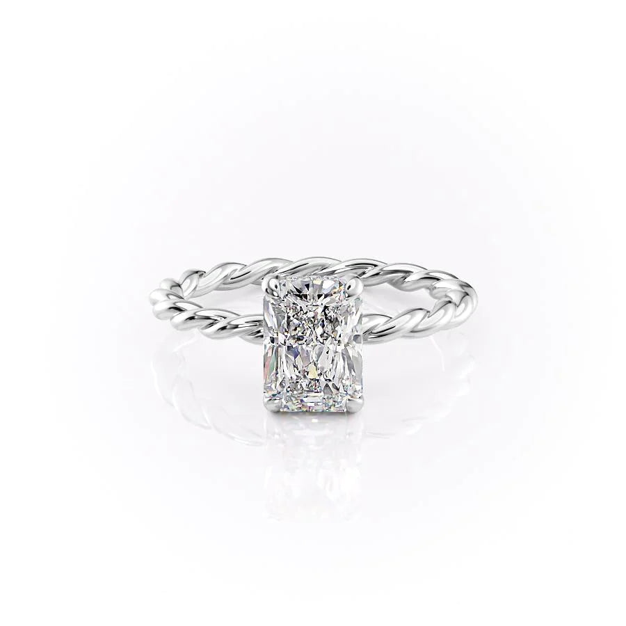 The Autumn Set With Radiant Solitaire Lab Diamond 1 Carat 14K White#material_14k-white