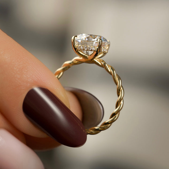 The Autumn Set With Round Solitaire Lab Diamond 3 Carat 14K Gold#material_14k-gold