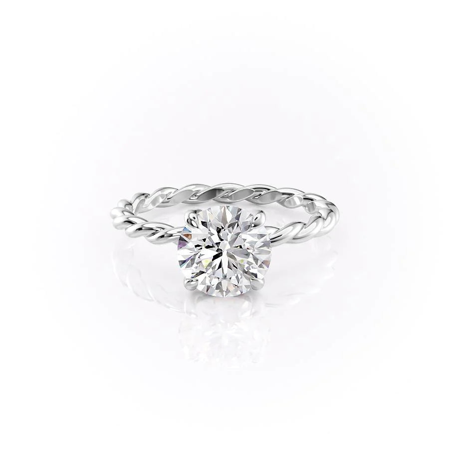 The Autumn Set With Round Solitaire Lab Diamond 1 Carat 14K White#material_14k-white