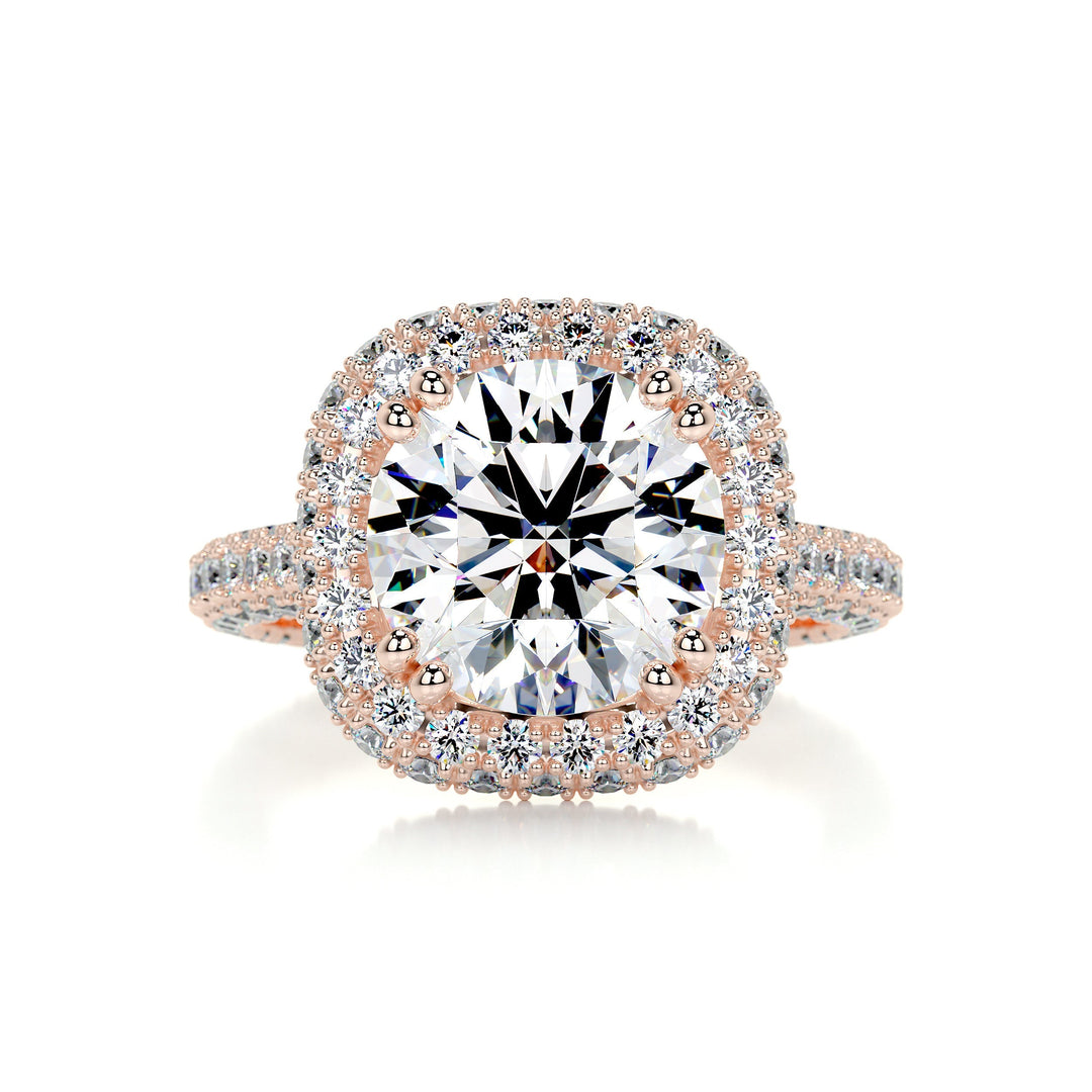 The Avery Moissanite & Diamonds Ring Moissanite 14K Rose 1 Carat Round#material_14k-rose