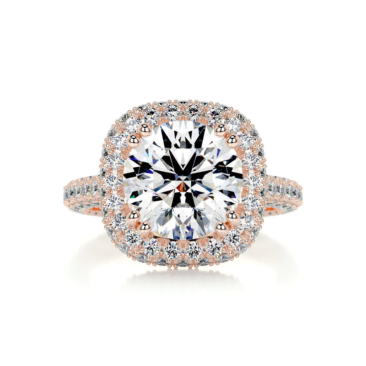 The Avery Moissanite & Diamonds Ring Moissanite 14K Rose 1 Carat Round#material_14k-rose