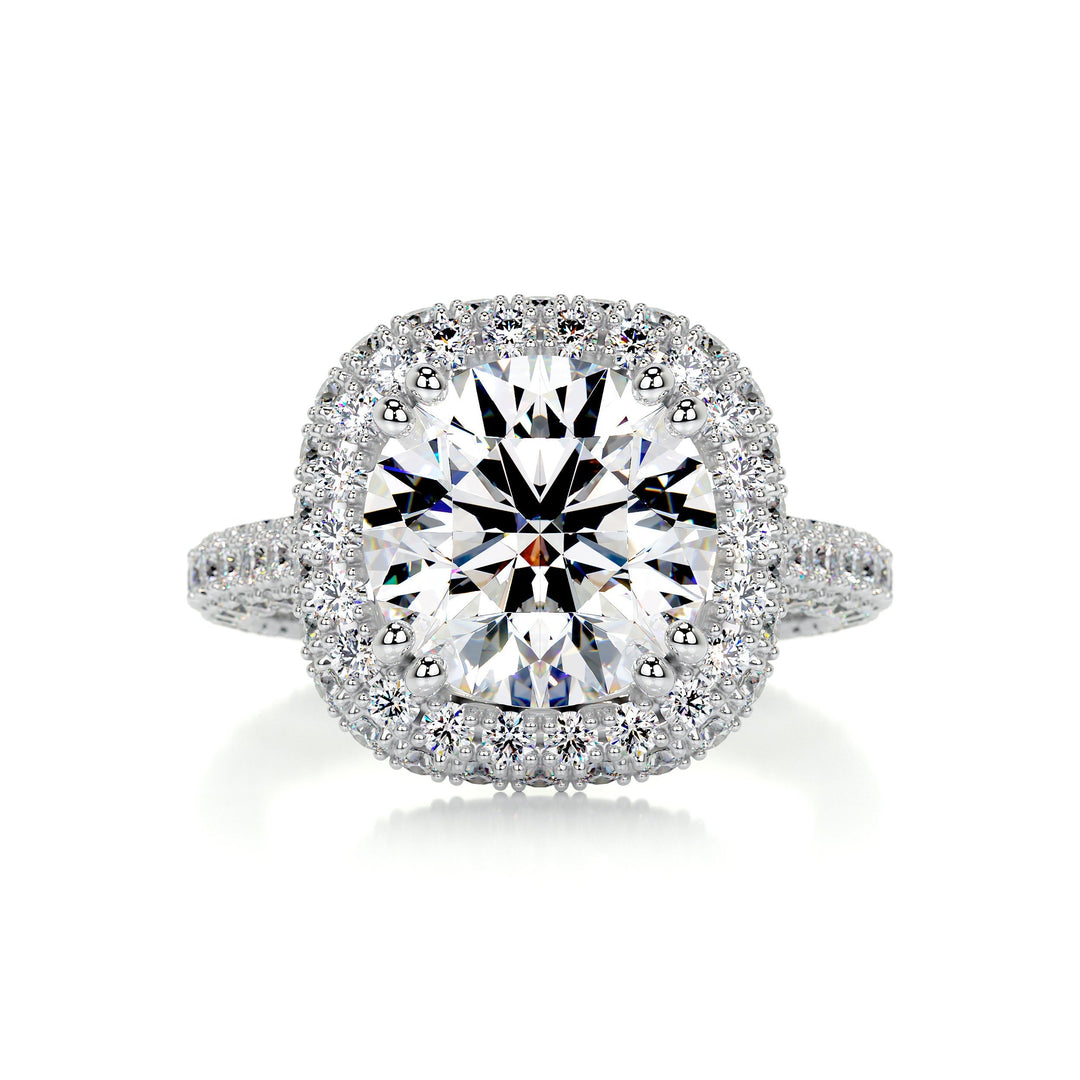 The Avery Moissanite & Diamonds Ring Moissanite 14K White 1 Carat Round#material_14k-white