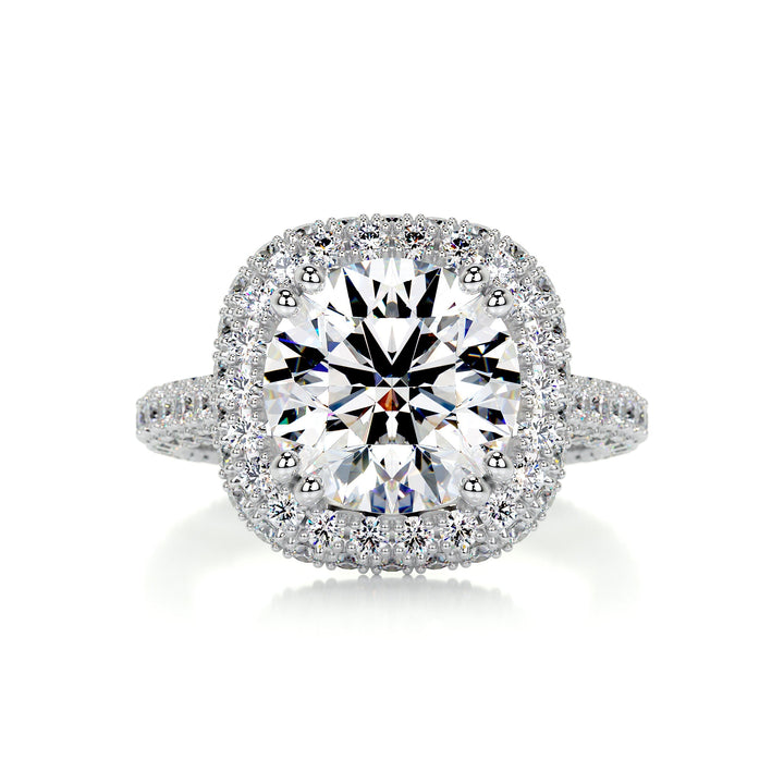 The Avery Moissanite & Diamonds Ring Moissanite 18K White 1 Carat Round#material_18k-white