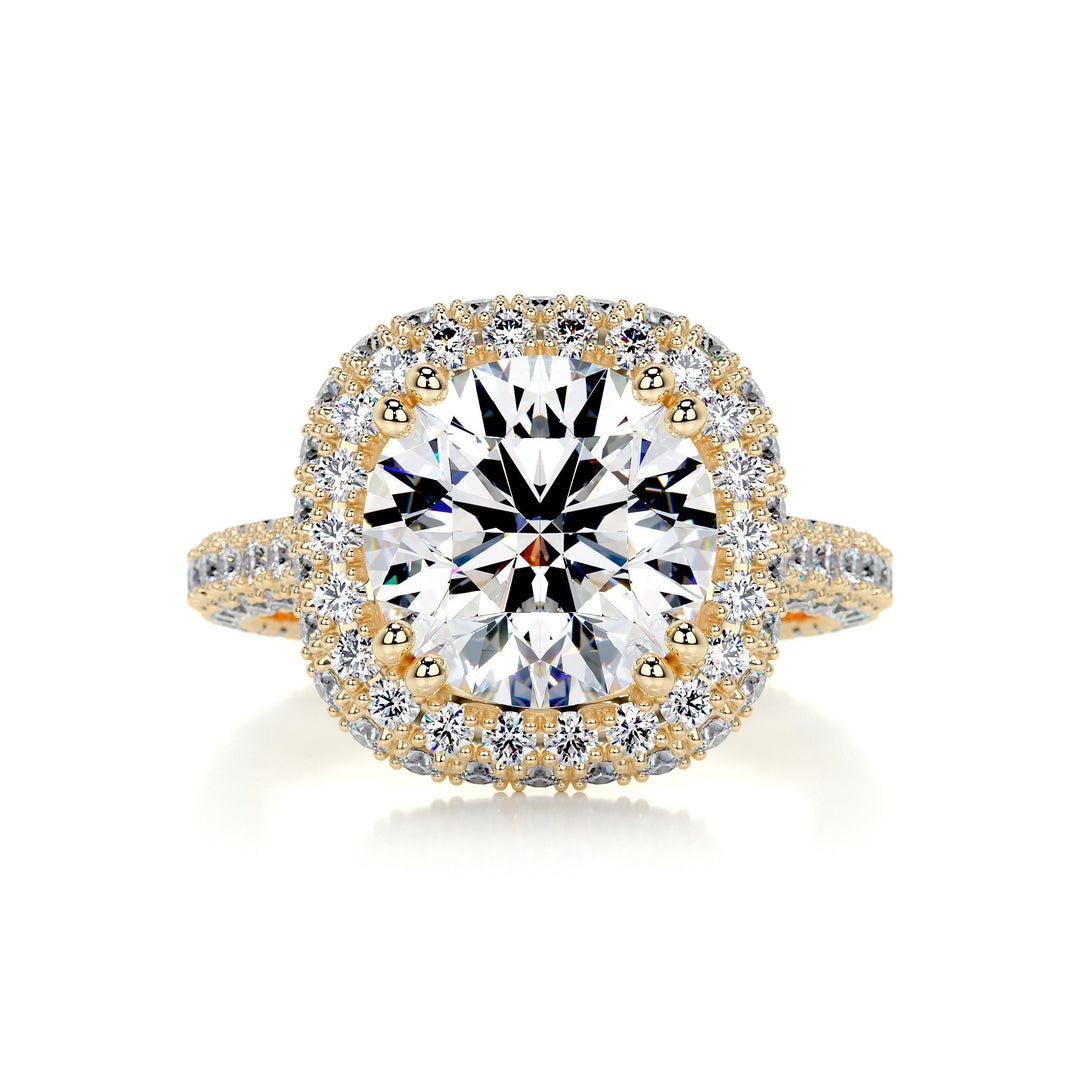 The Avery Moissanite & Diamonds Ring Moissanite 18K Gold 1 Carat Round#material_18k-gold