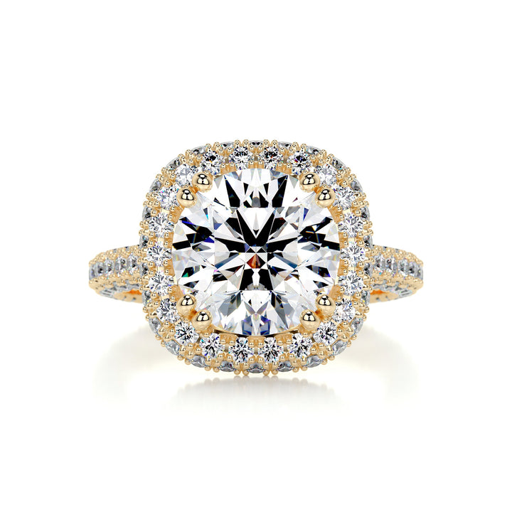 The Avery Moissanite & Diamonds Ring Moissanite 18K Gold 1 Carat Round#material_18k-gold