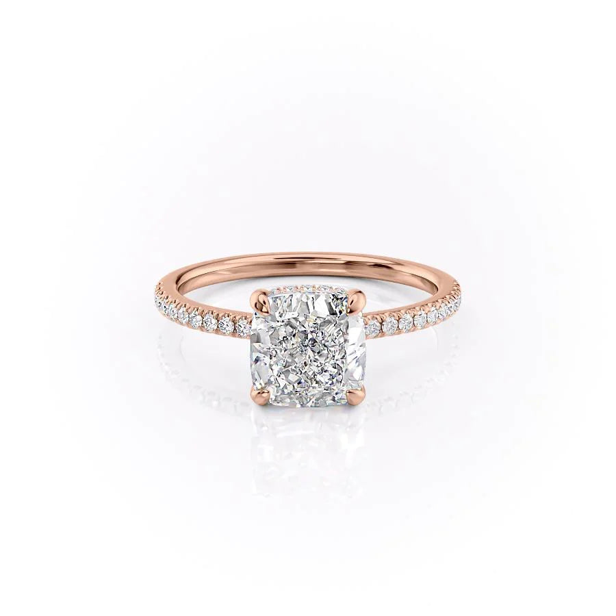 The Ayden Set With Cushion Pave Lab Diamond 1 Carat 14K Rose#material_14k-rose