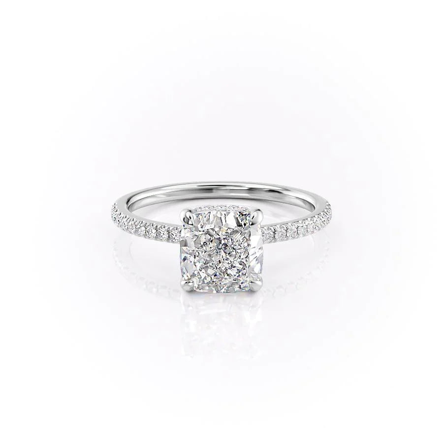 The Ayden Set With Cushion Pave Lab Diamond 1 Carat 14K White#material_14k-white