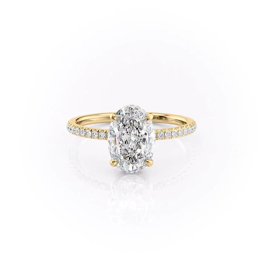 The Ayden Set With Oval Pave Lab Diamond 1 Carat 14K Gold#material_14k-gold