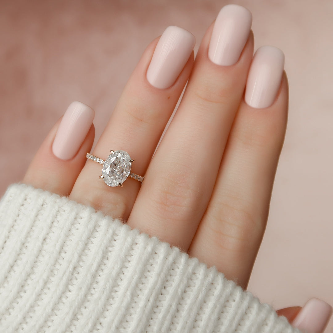 The Ayden Set With Oval Pave Lab Diamond 2 Carat 14K Rose#material_14k-rose