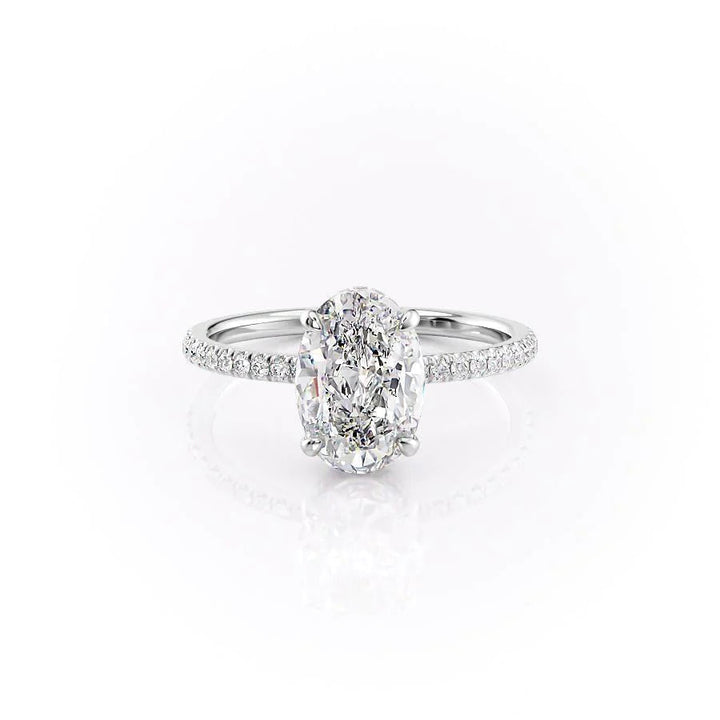 The Ayden Set With Oval Pave Lab Diamond 1 Carat 14K White#material_14k-white