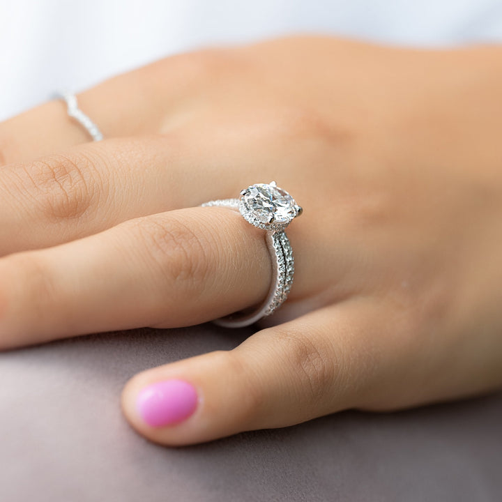 The Ayden Oval Lab Diamond Moissanite Engagement Ring *Shown with 3 ct #material_white