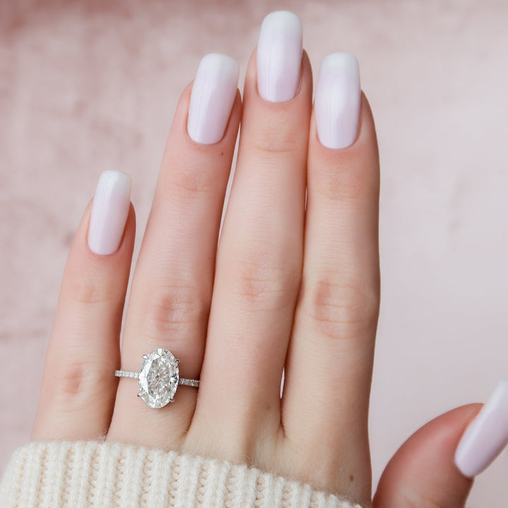 The Ayden Oval Lab Diamond Moissanite Engagement Ring *Shown with 3.5 ct #material_white
