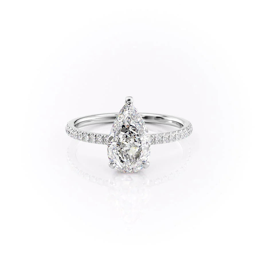 The Ayden Set With Pear Pave Lab Diamond 1 Carat 14K White#material_14k-white