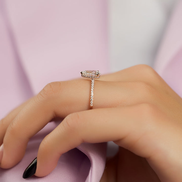 The Ayden Pear Lab Diamond Moissanite Engagement Ring *Shown with 1 ct #material_rose