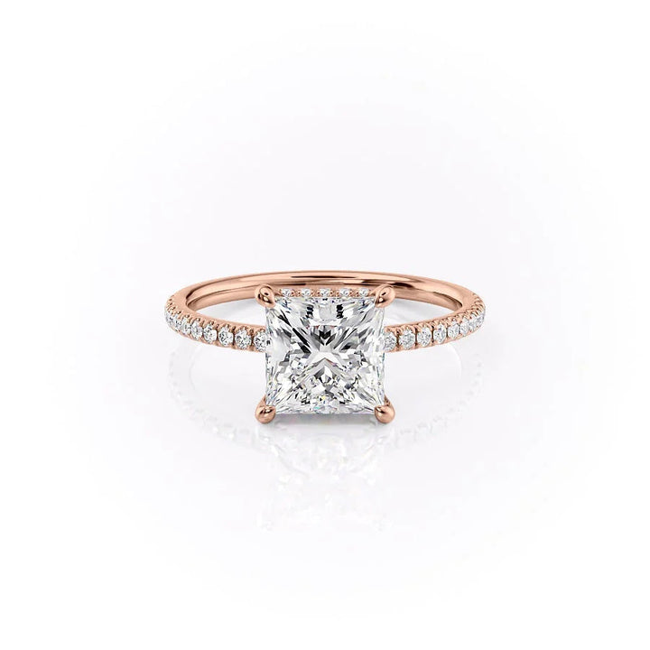 The Ayden Set With Princess Pave Lab Diamond 1 Carat 14K Rose#material_14k-rose