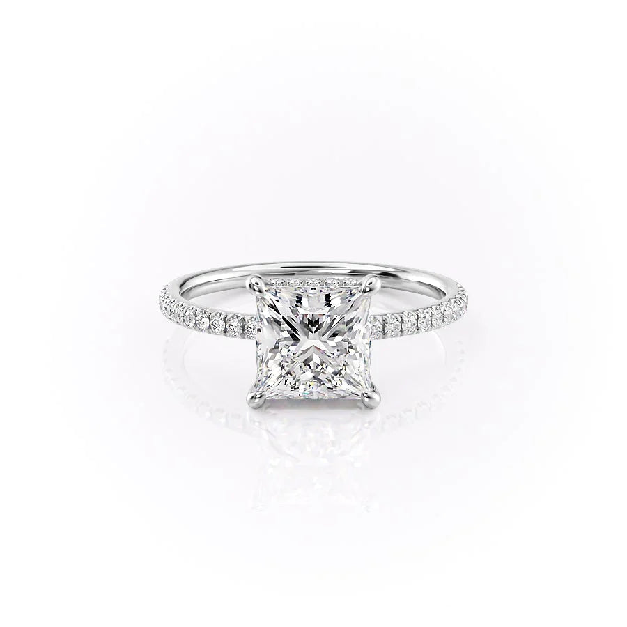 The Ayden Set With Princess Pave Lab Diamond 1 Carat 14K White#material_14k-white