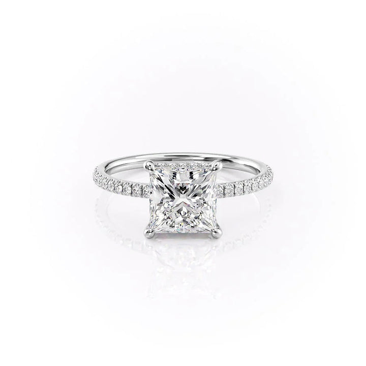 The Ayden Set With Princess Pave Lab Diamond 1 Carat 14K White#material_14k-white