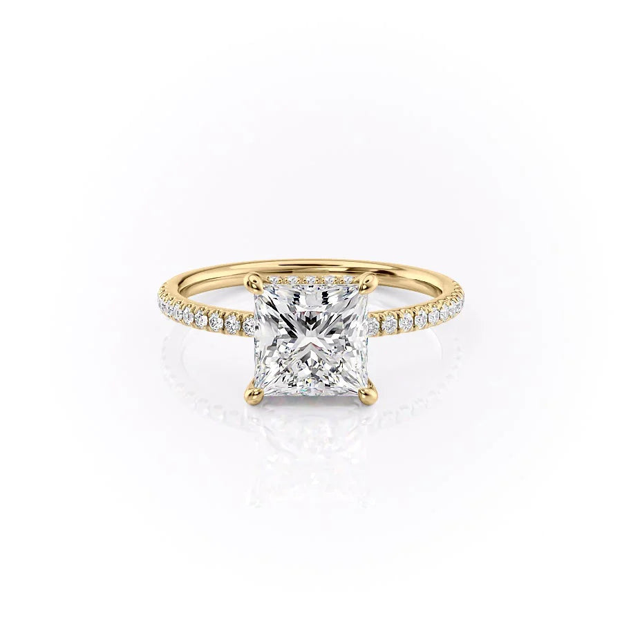 The Ayden Set With Princess Pave Lab Diamond 1 Carat 18K Gold#material_18k-gold