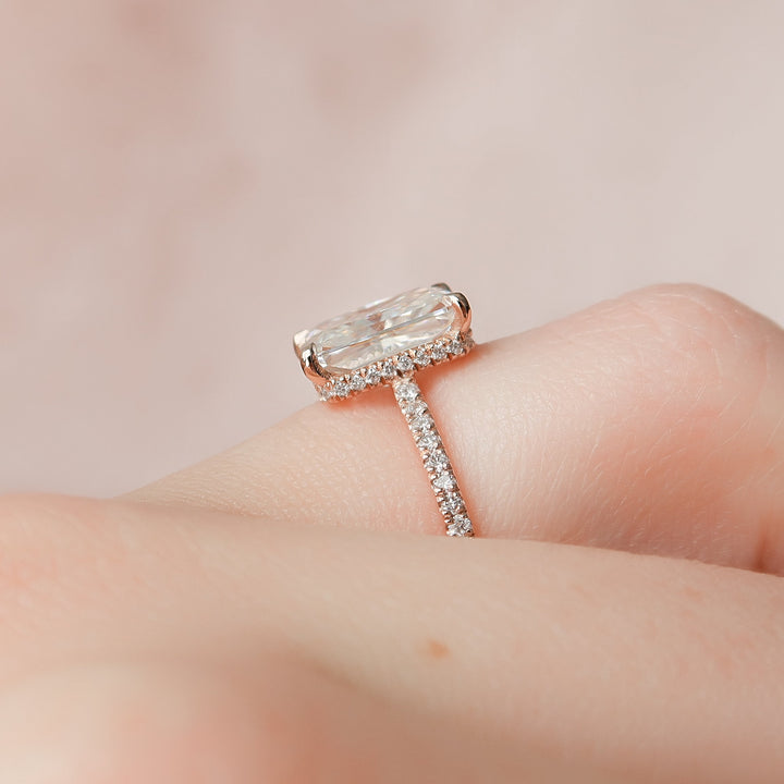 The Ayden Radiant Lab Diamond Moissanite Engagement Ring *Shown with 3 ct #material_rose
