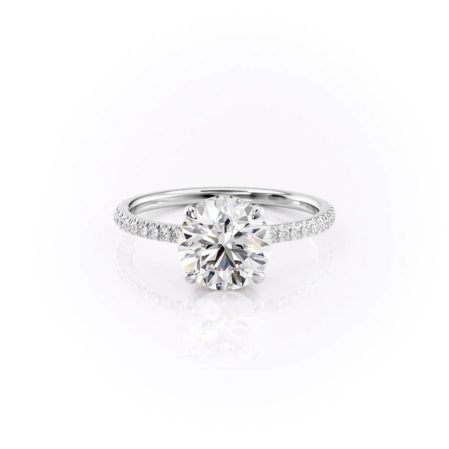 The Ayden Set With Round Pave Lab Diamond 1 Carat 14K White#material_14k-white